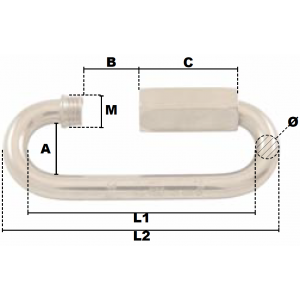 Schéma maillon à grande ouverture en inox