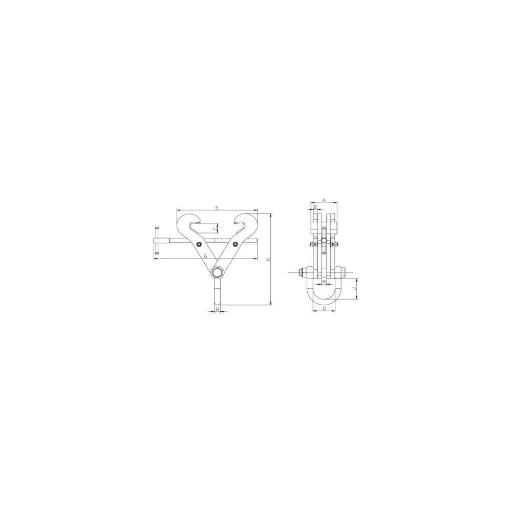 Pince à Poutre XPOtool 2T - Capacité 2000kg - Largeur 75-230mm - Pour Levage Et Fixation - Atelier, Chantier