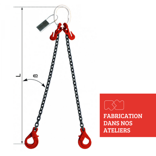 Chaînes d'arrimage avec deux crochets raccourcisseurs - Levagemanut
