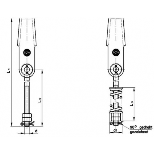 Tige de suspension symétrique à ressort DIN 13411-7