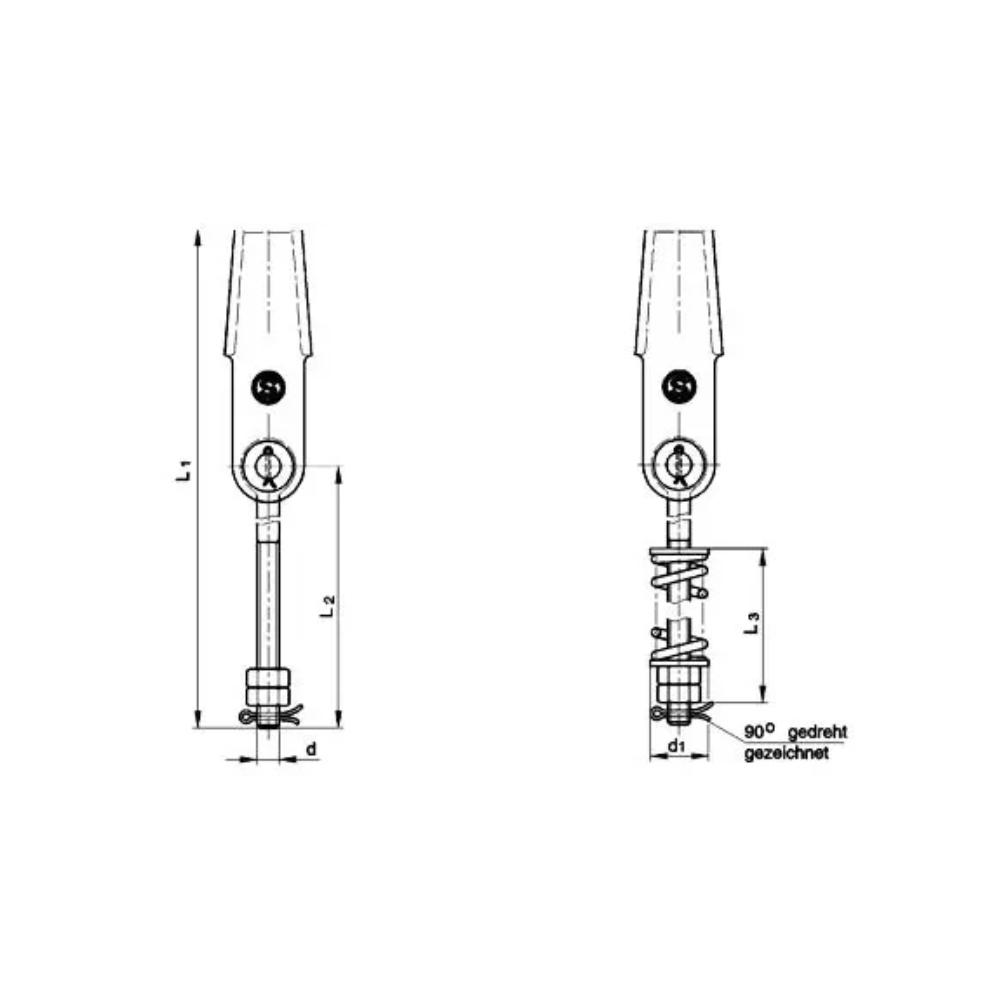 Tige de suspension symétrique à ressort DIN 13411-7