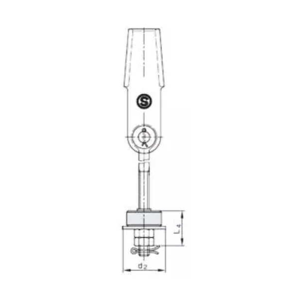 Tige de suspension symétrique à 1 rouleau DIN 13411-7