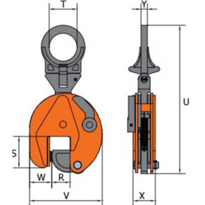 Pince de levage et de rotation pour tôles et plaques en acier grande ouverture avec anneau articulé dimensions