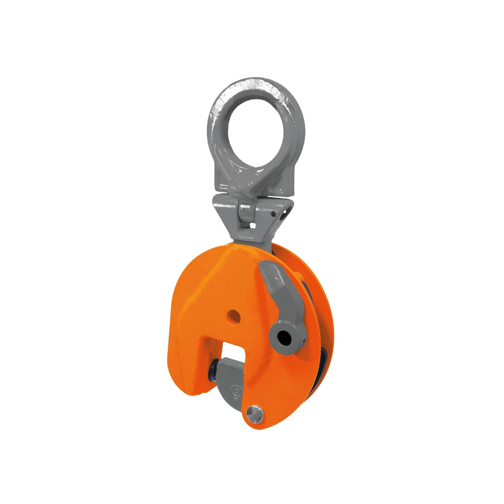 Pince de levage et de rotation pour tôles et plaques en acier grande ouverture avec anneau articulé