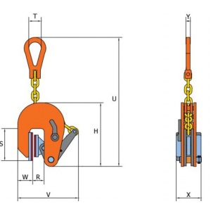 Pince de levage et de transport verticale anti-marquage dimensions