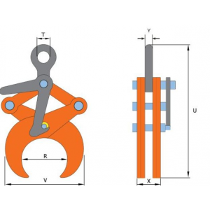 Pince de levage verticale pour tuyaux et barres cylindriques dimensions