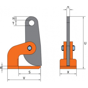 Pince de levage et de transport horizontale grande ouverture pour tôles et plaques en acier dimensions