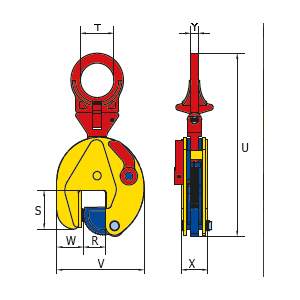Pince de levage verticale à profil hollandais léger pour un levage universel d