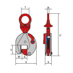Pince de levage verticale pour tôles en inox D
