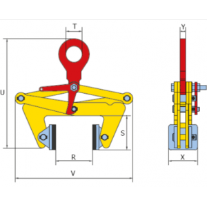 Pince de levage verticale non marquante de matériaux à côtés parallèles D
