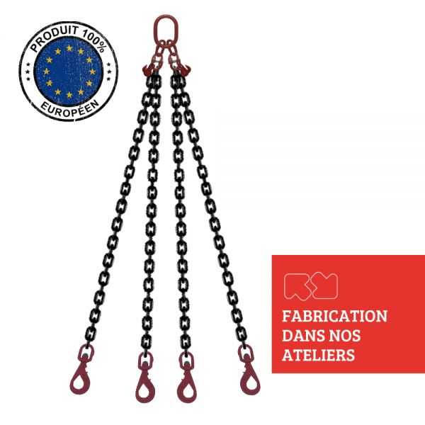 4 STRANDS CHAIN SLING GRADE 80 SUPERPRO - EYE HOOK SWIVEL AUTO LOCK WITH SHORTENER